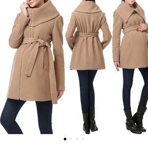 Kimi and Kai high collar wool blend maternity coat